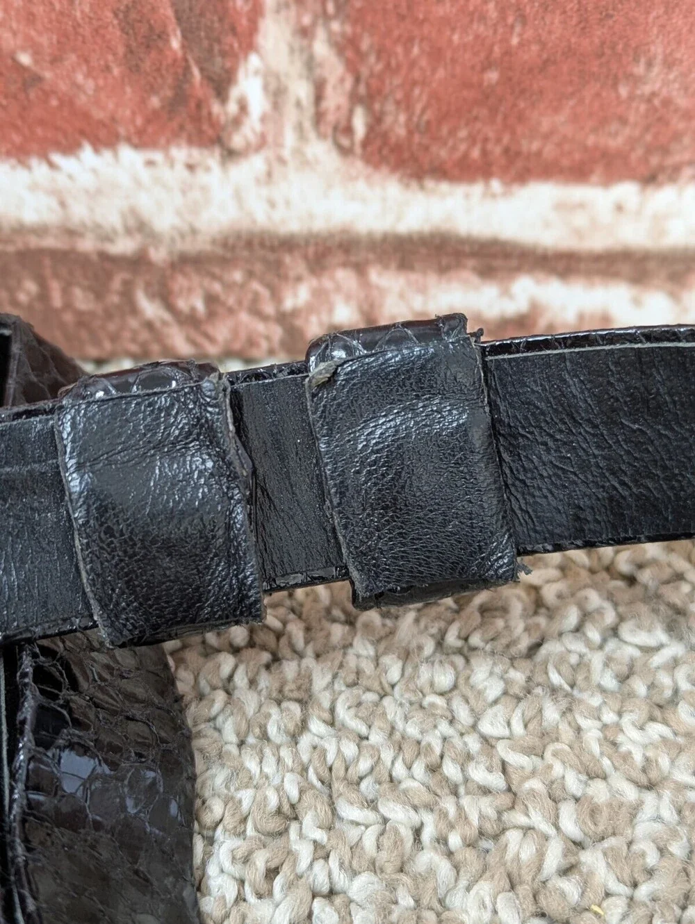 Alexis Kirk Vintage Black Genuine Snakeskin Leather Sculptural Belt 32